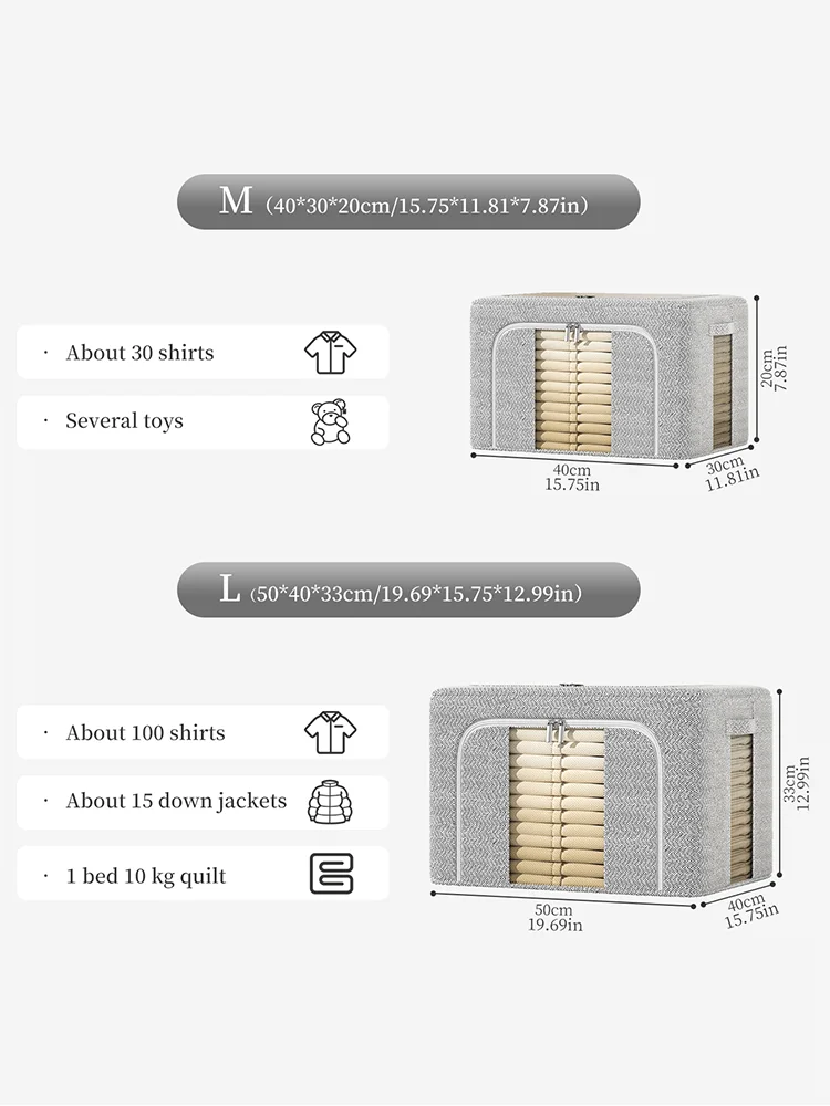 1PC Non woven gray arrow storage box with internal support, thick steel frame, suitable for long-term storage at home