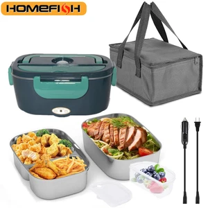 Homefish 1.5L 60W صندوق غداء كهربائي محمول أكثر تسخين طعام للسيارة أو المنزل - بطانة مانعة للتسرب 304 من الفولاذ المقاوم للصدأ أعلى 8 مبيعات حرارية للأغذية الساخنة - رقم 5