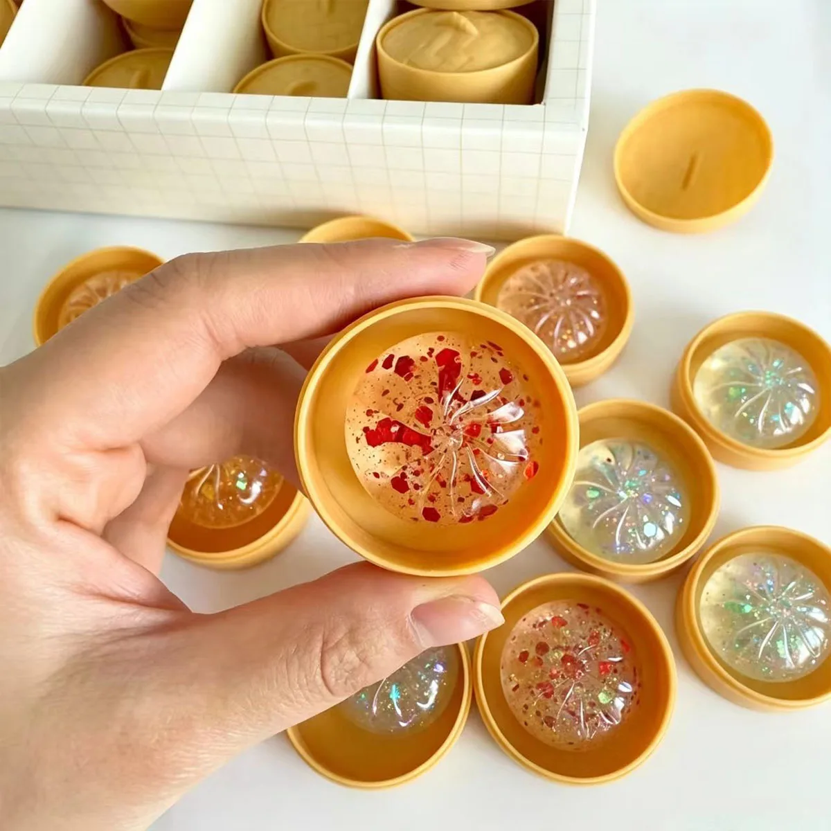 mini Crystal bun card cute soup dumpling shaped stress-relief squeeze gift, venting office prank gift, slow rebound, fun gift