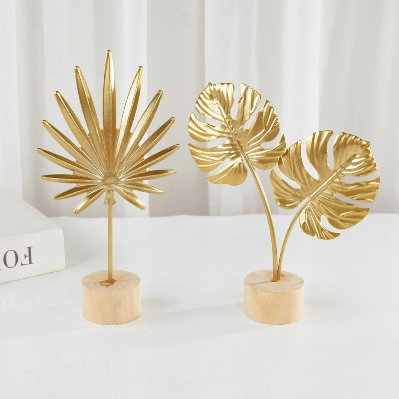 Gold Iron Ginkgo Leaf Ornament for Wedding Party Table Decoration Home Garden Living Room Metal Crafts Tropical Leaves Gift