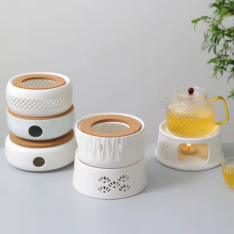 Ceramic Teapot Warmer Holder Base Tea Warmer Insulation Base Tea Coffee Water Warmer Candle Heating Heater Holder Stand Teaware