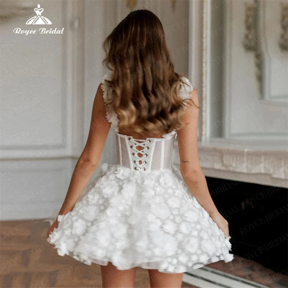 Stunning Short Mini Wedding Dresses A Line Sweetheart With Lace Floral Allure Lace Up Back Bridal Gown Vestido Blanco For Bride