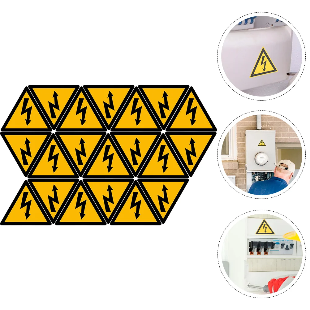 20 Sheets Caution Stickers Warning Nail Electric Hazard Sign High Voltage Decal Label Small Panel Labels