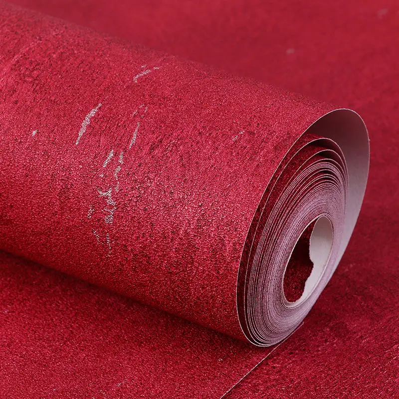 Retro Pure Color Red Wallpaper Burgundy Big Red Living Room Bedroom Ktv Background Wall Paper Clothing Store Wallpaper