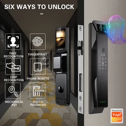 PHIPULO Tuya APP WIFI 3D Face Digital Electronic Lock Smart Door Lock Biometric Electronic Lock Security Camera