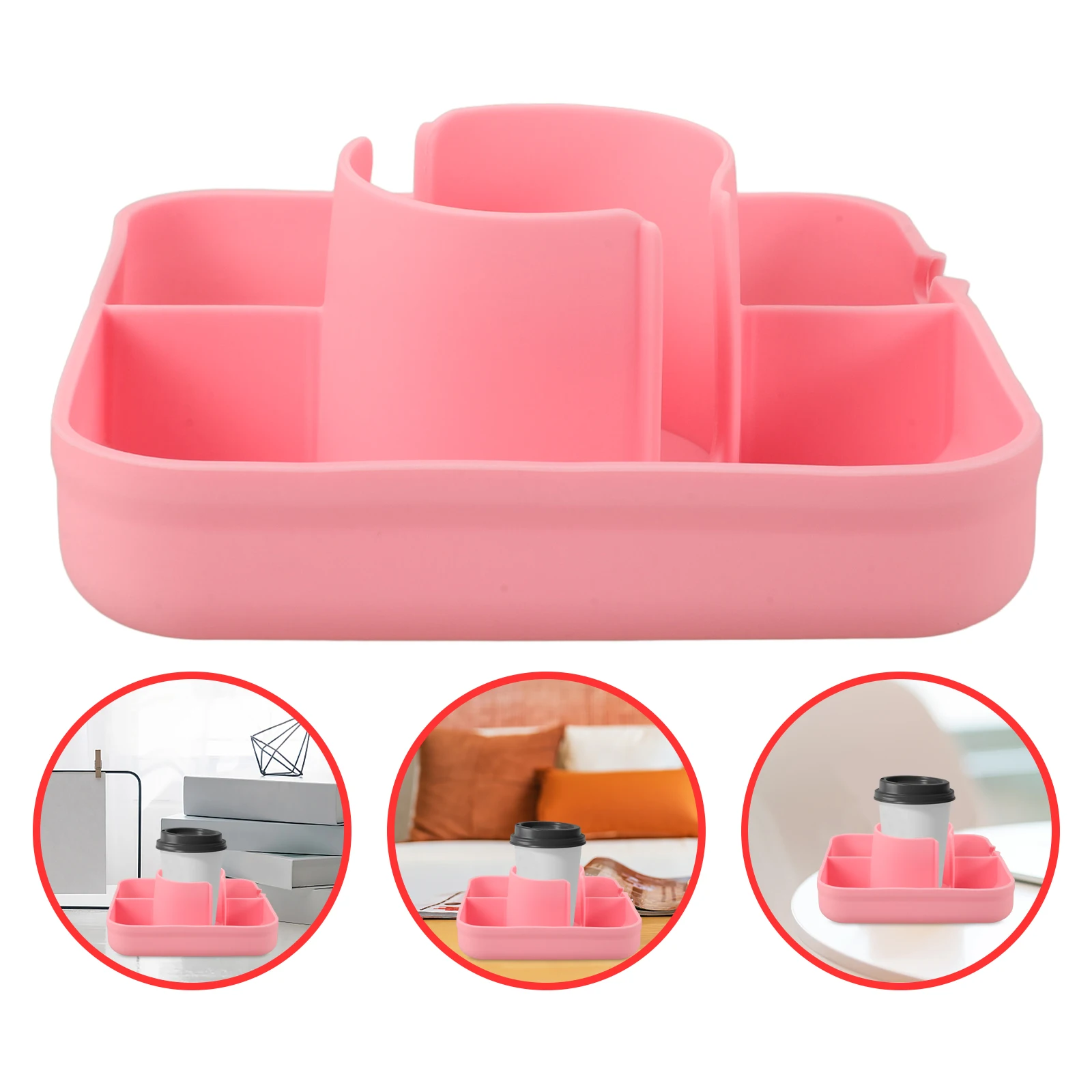 

Multifunctional Desktop Organizer Tumbler Cup Holder Silicone Tray Water Bottles Storage Rack Remote Controller Stand Minimalist