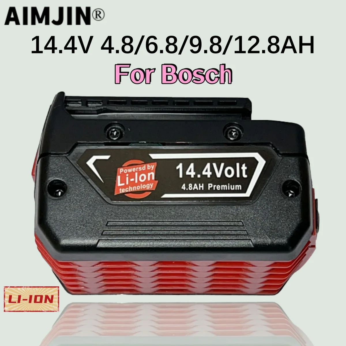 BAT614 14.4V 4800/6800/9800/12800mAh Replace LI-ION Battery for Bosch Electric Drill Screwdriver BAT607