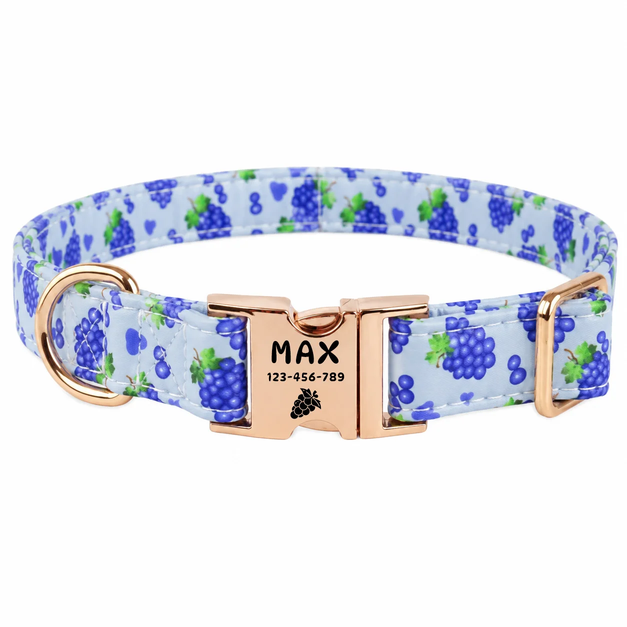 Individuell bedrucktes Haustierhalsband mit Fruchtmotiven, verstellbares Halsband mit passenden Fruchtvektormustern, geeignet für mittelgroße und kleine Hunde und Katzen. – Detail 9