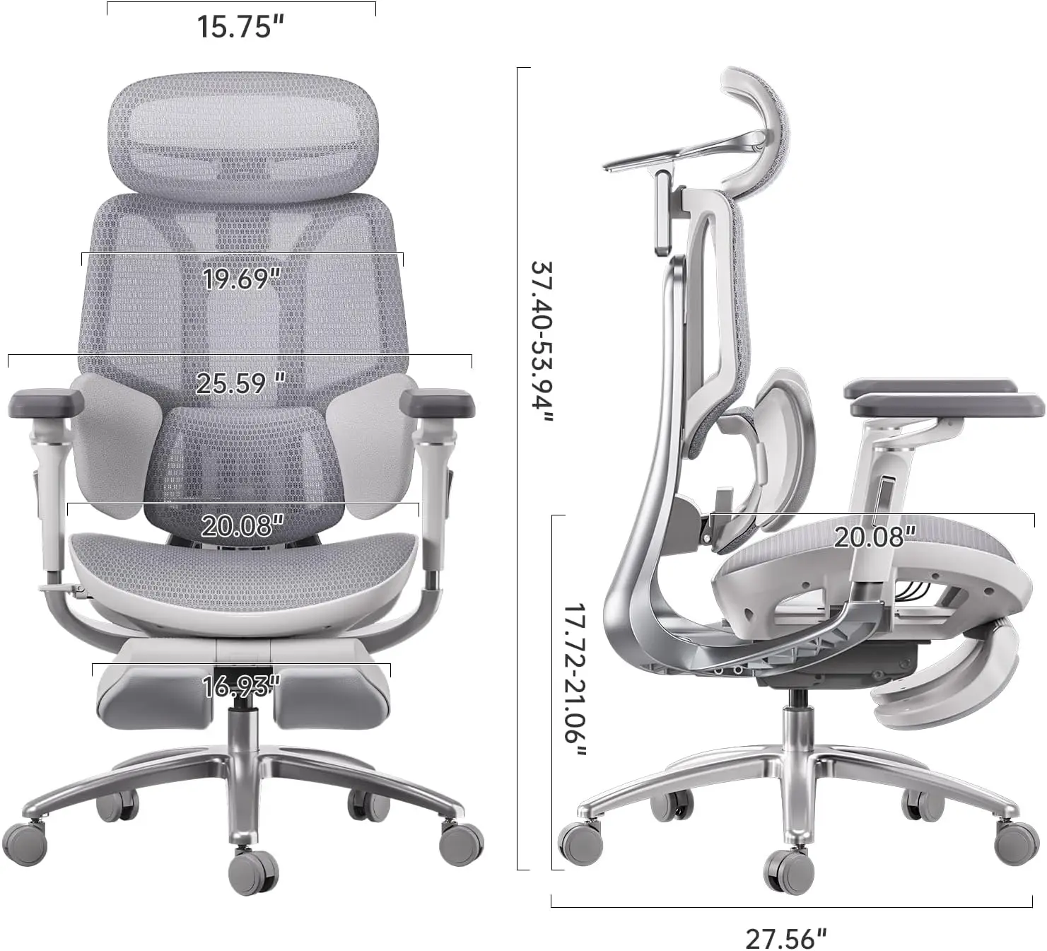 Ultra Ergonomic Office Chair, Big and Tall Office Chair - with 3-Zone Dynamic Lumbar Support, 360° Mechanical