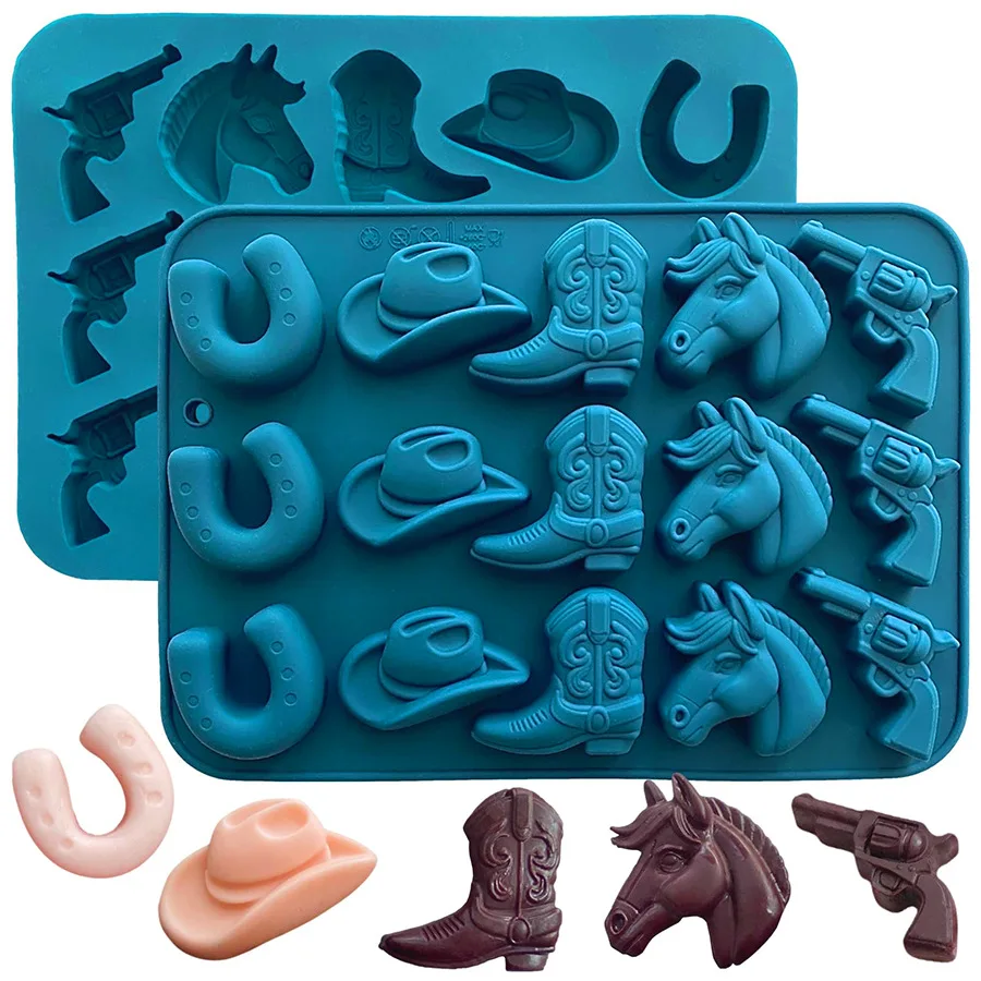 

Cowboy Hat Boots Saddle Shape Silicone Candy Chocolate Cookies Cake Mold Epoxy Baking Mold