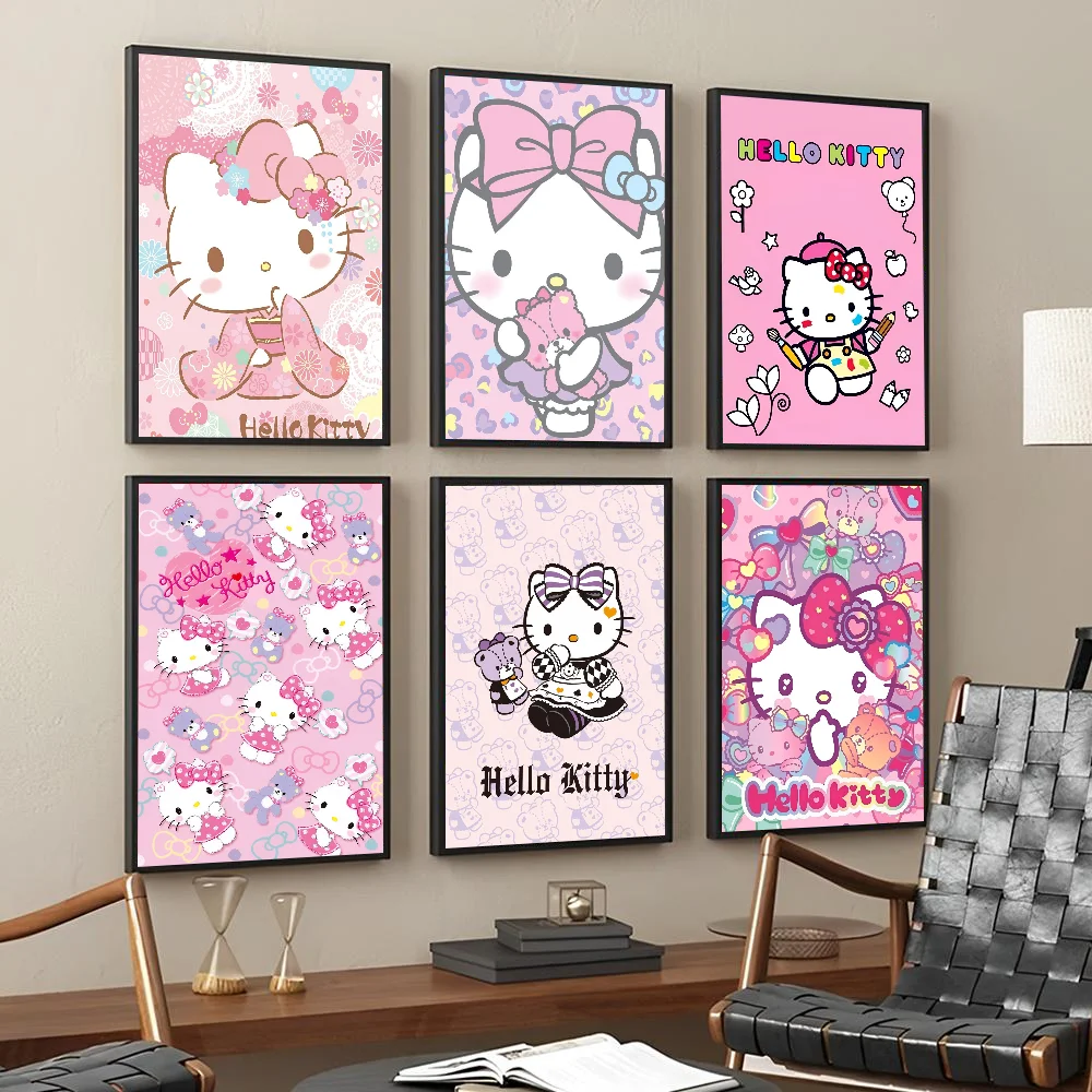 Anime H-Hello K-Kitty Posters Stickers Living Room Bedroom Entrance Cafe Wall Art Decoration Painting Room Home Decor