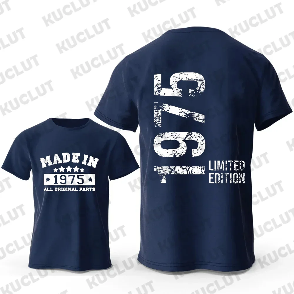 Vintage Made in 1975 T-Shirts for Men 48th Birthday 48 Years T-Shirt Mens T-Shirt Street Fashion Short Sleeve Shirt Men Clothing view 5