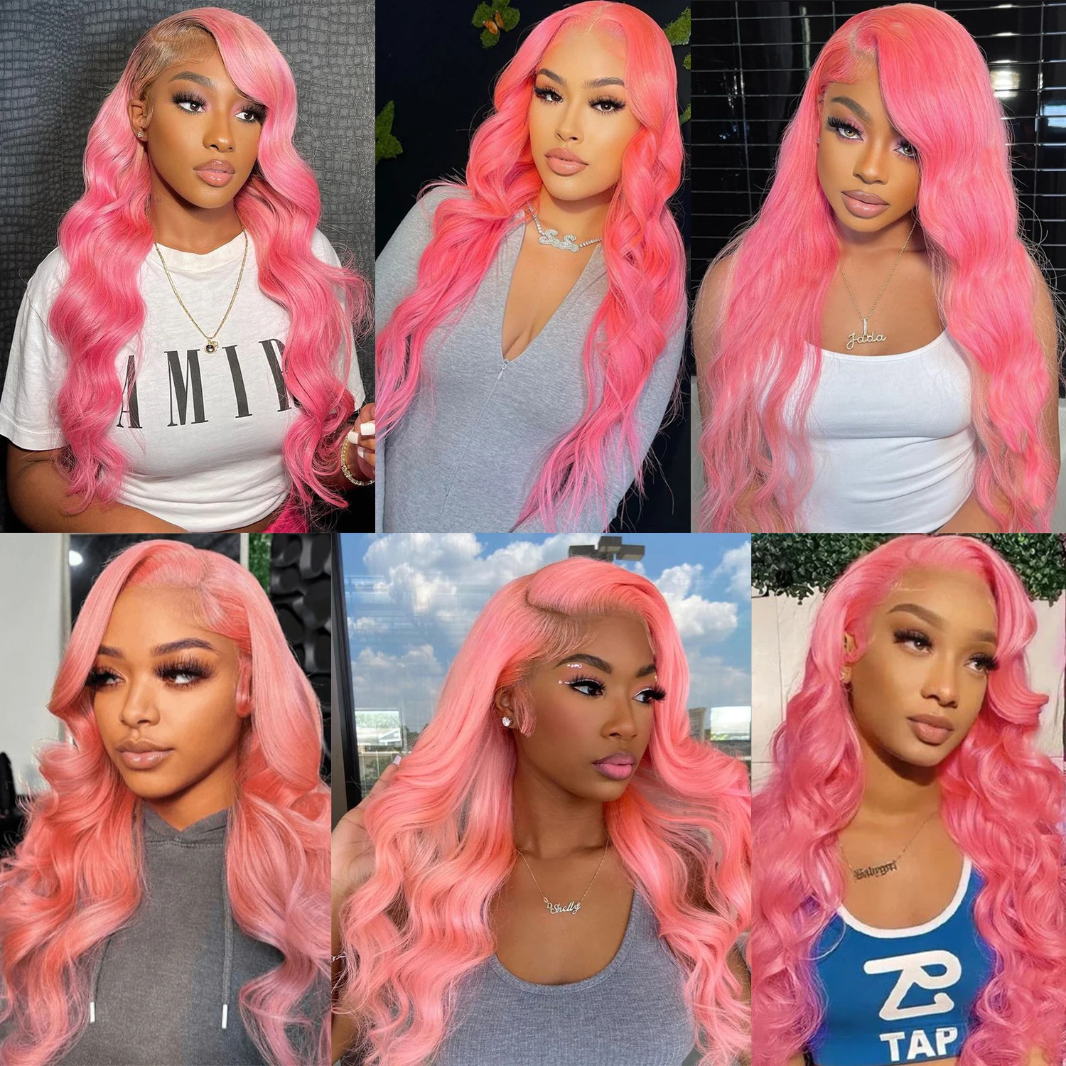 Parrucca rosa dell'onda del corpo 13x4 frontale 180 densità con parrucche colorate dei capelli umani dei capelli del bambino per le donne Parrucca anteriore del pizzo rosa per la festa quotidiana