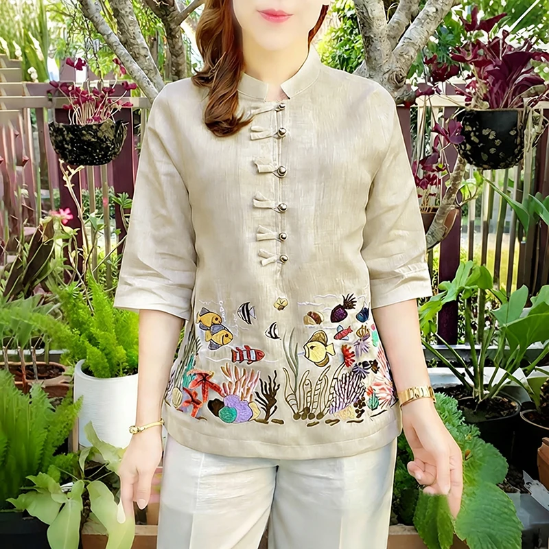 

ZANZEA Элегантные женские рубашки с принтом, повседневные винтажные блузки с коротким рукавом, летние туники на пуговицах свободного кроя для офиса, 2026