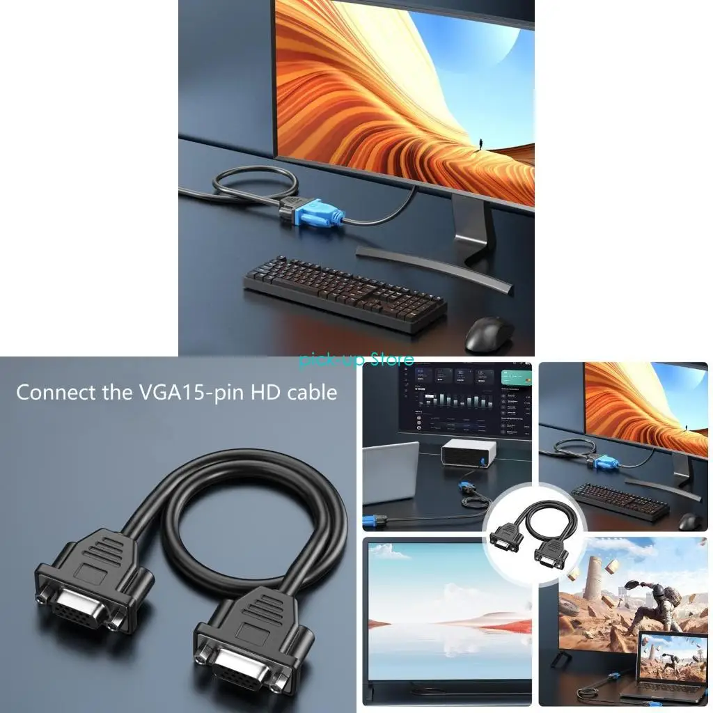 

Q5WA Universal VGA Extension Wire 30cm, Clear 1080P Compatible for Projectors and Clearly Video Link to Projectors Screen