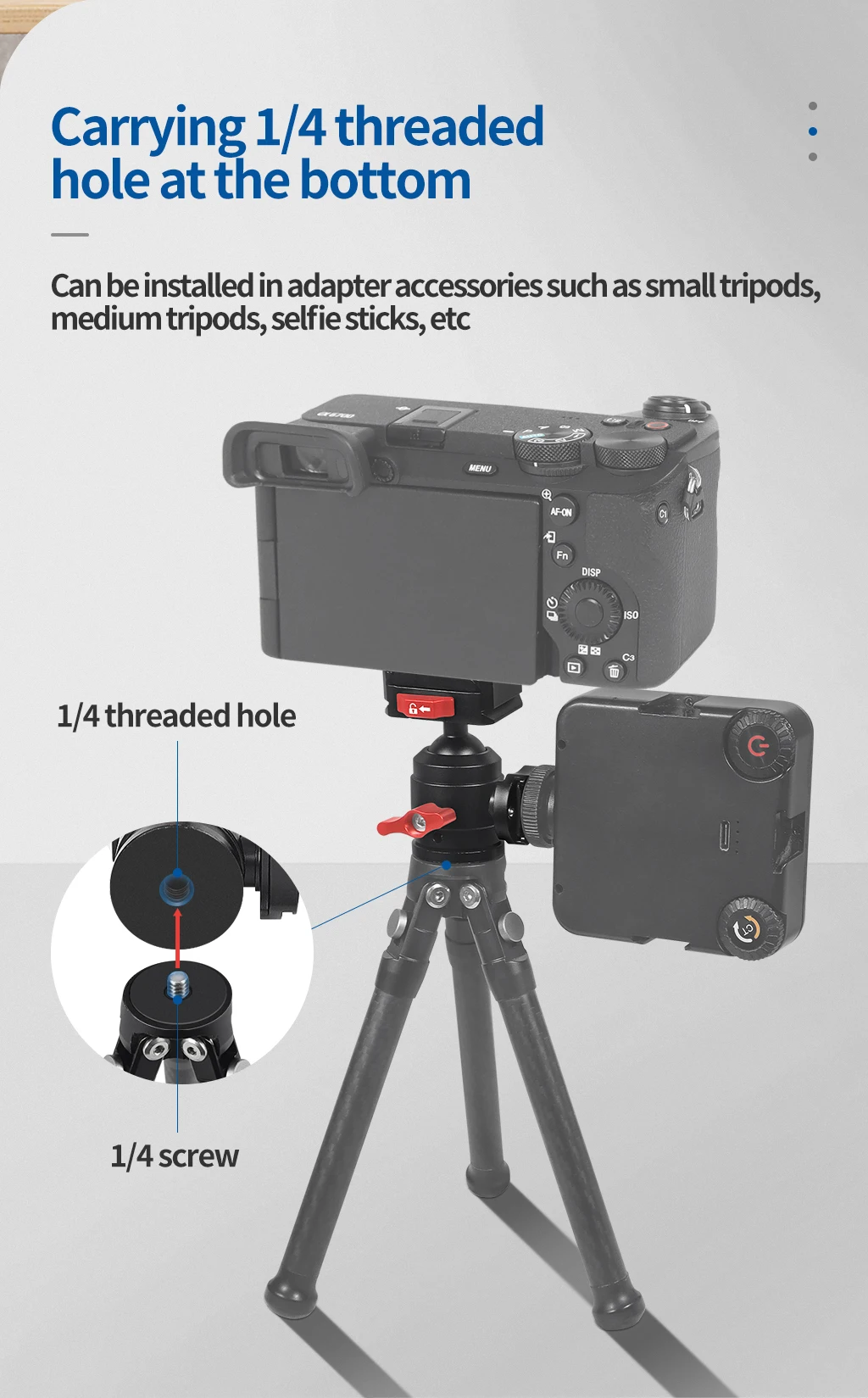 Mini Stativ Swivel Ball Kopf mit Kalten Schuh Mount Adapter für DSLR Kamera Monitor Vlog Flash Licht Mikrofon Magie Arm stehen – Detail 39