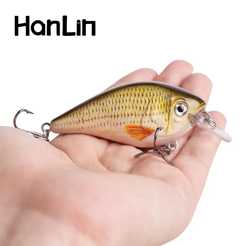 Hanlin Floating Surface Lures Bass Crankbait Fishing Lure Fish Bait for Pike 60mm 13g Vivid Game Wobbler Freshwater Tackle