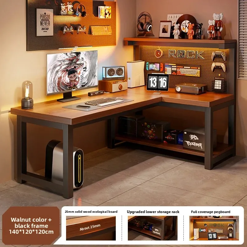 Modern Corner Computer Desk L-shaped Hole Desk Integrated Household Bedroom Study Table, Corner Laptop Stand E-sports Table