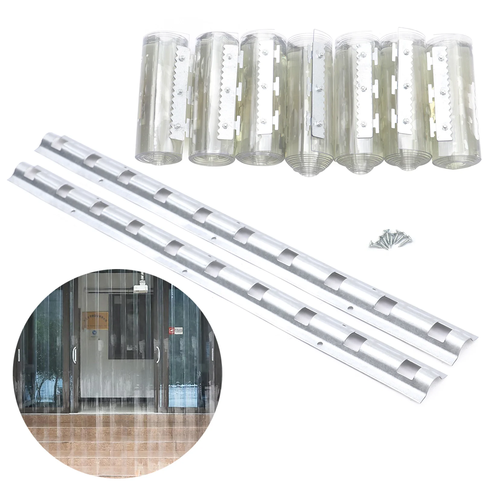 Strip PVC Transparent Curtain 7x Strip Curtain 2mmx18x200cm Vinyl Door Curtain 7 Strips for Porch/Balcony