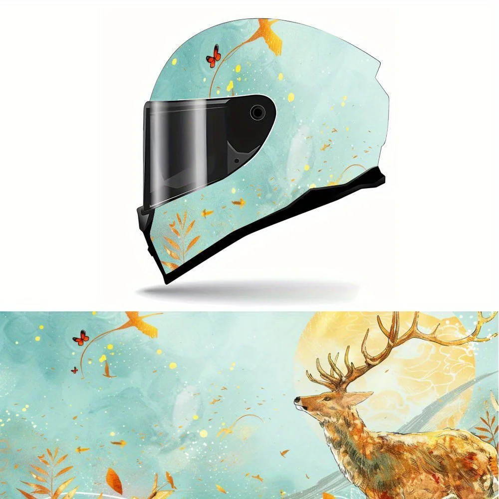 

Full Face Helmet Decals with Autumn Fauna and Flora pattern - Durable and Waterproof PVC, self-adhesive Motorcycle Racing Helmet