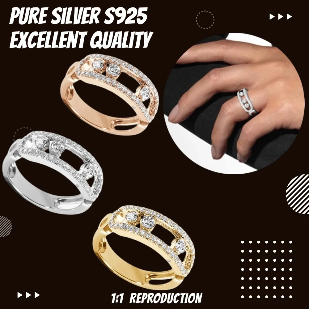 Original Move Classque Diamond Rings Sterling Silver 925 Earrings Luxury Brand Trend Jewelry Accessories for Holiday Gifts