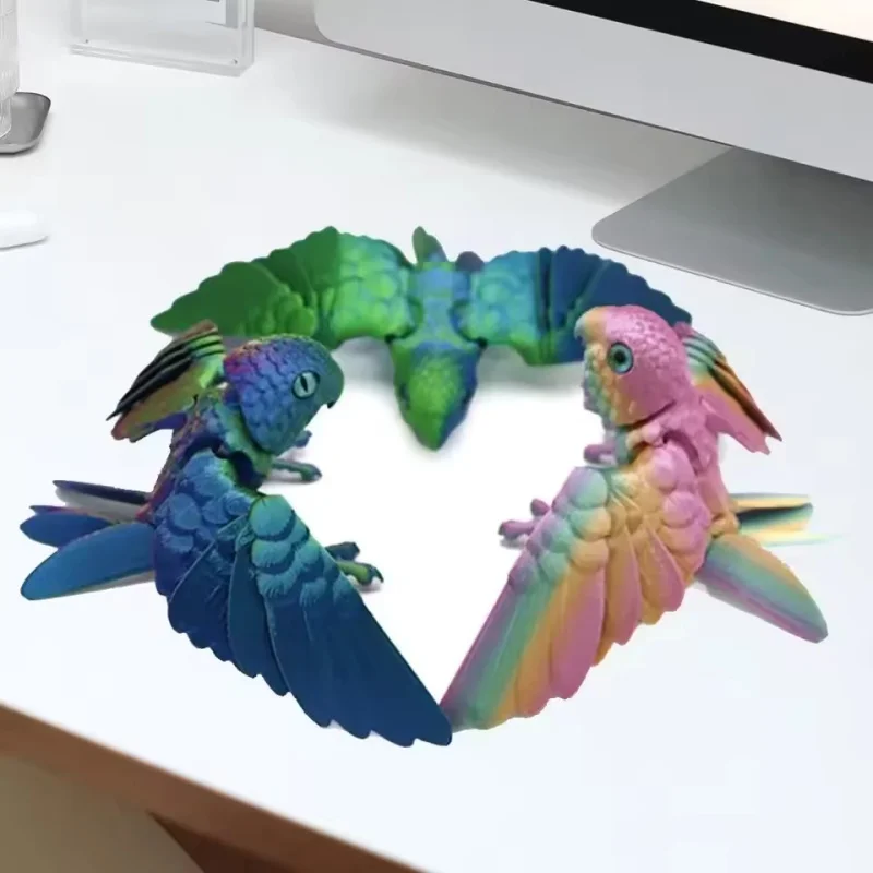 3D printing parrot crafts, creative figurines, animal joints, movable and lively, holiday gifts and ornaments for children