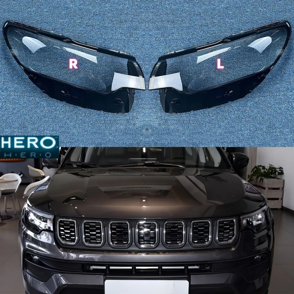 For Jeep Compass 2021 2022 2023 Transparent Headlamp Lamp Shell Lens Headlight Cover Plexiglass Replace Original Lampshade