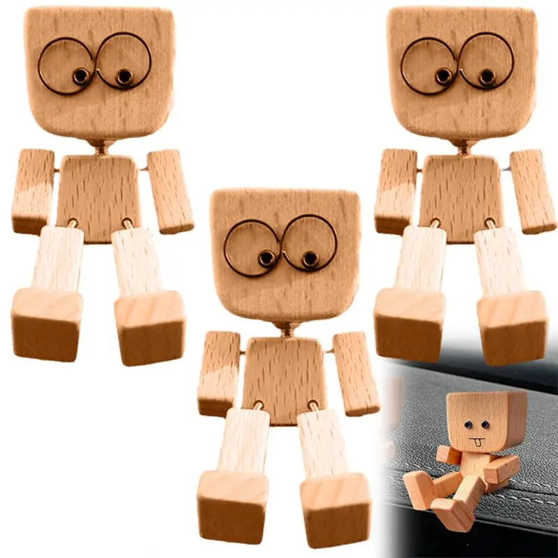 

Магнитные деревянные фигурки-украшения для автомобиля Pro Swaying, 3 шт., 12 забавных мордочек, для приборной панели
