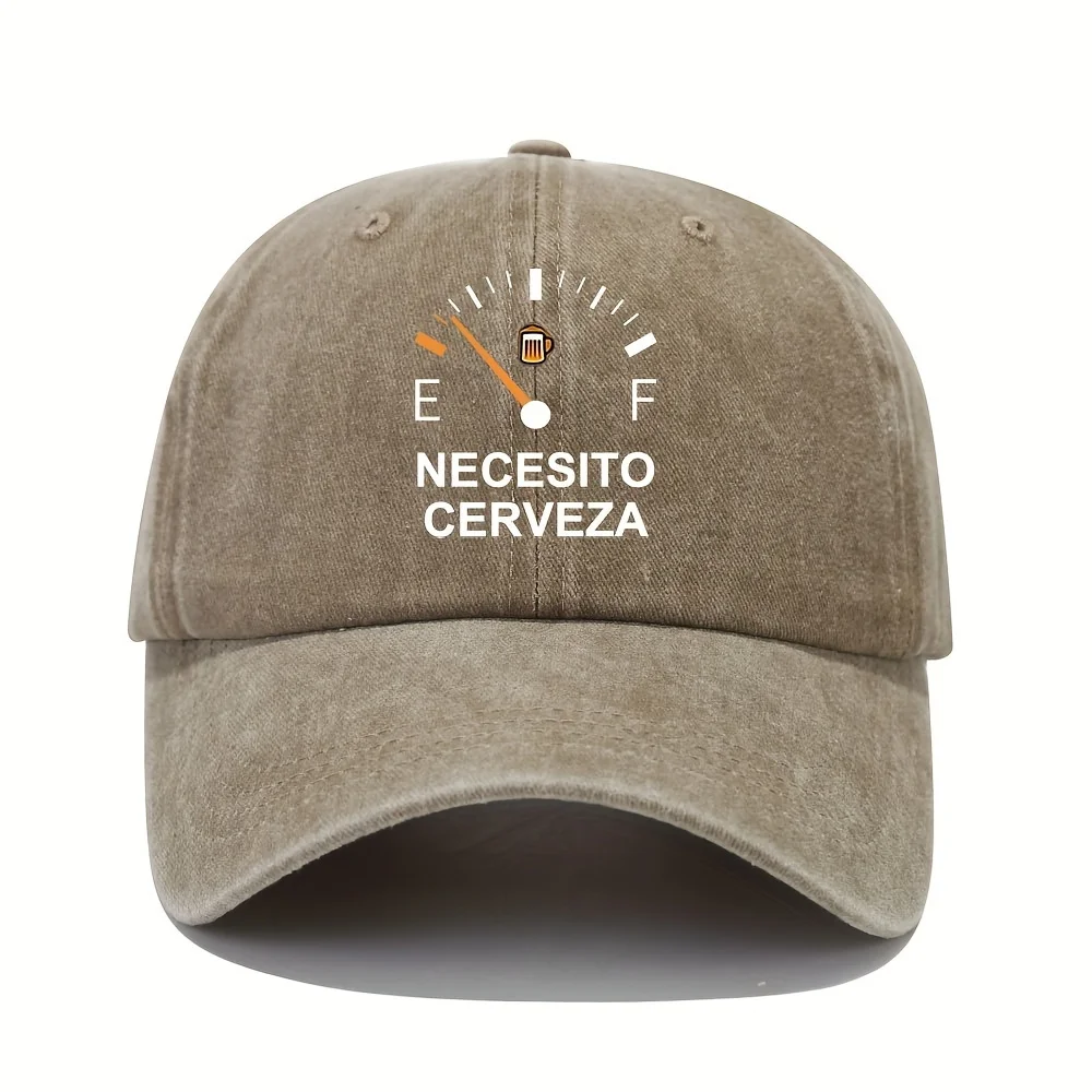 NECESITO CERVEZA pattern printed vintage duckbill cap, fashionable retro curved brim baseball cap, casual outdoor sun hat image 5