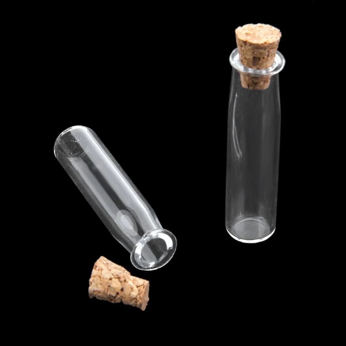 

10Pcs Mini Glass Bottle with Wooden Cork Clear Long Cylinder Jar for Potpourri Jelly Balls Acrylic Rocks Gemstones Decoration -
