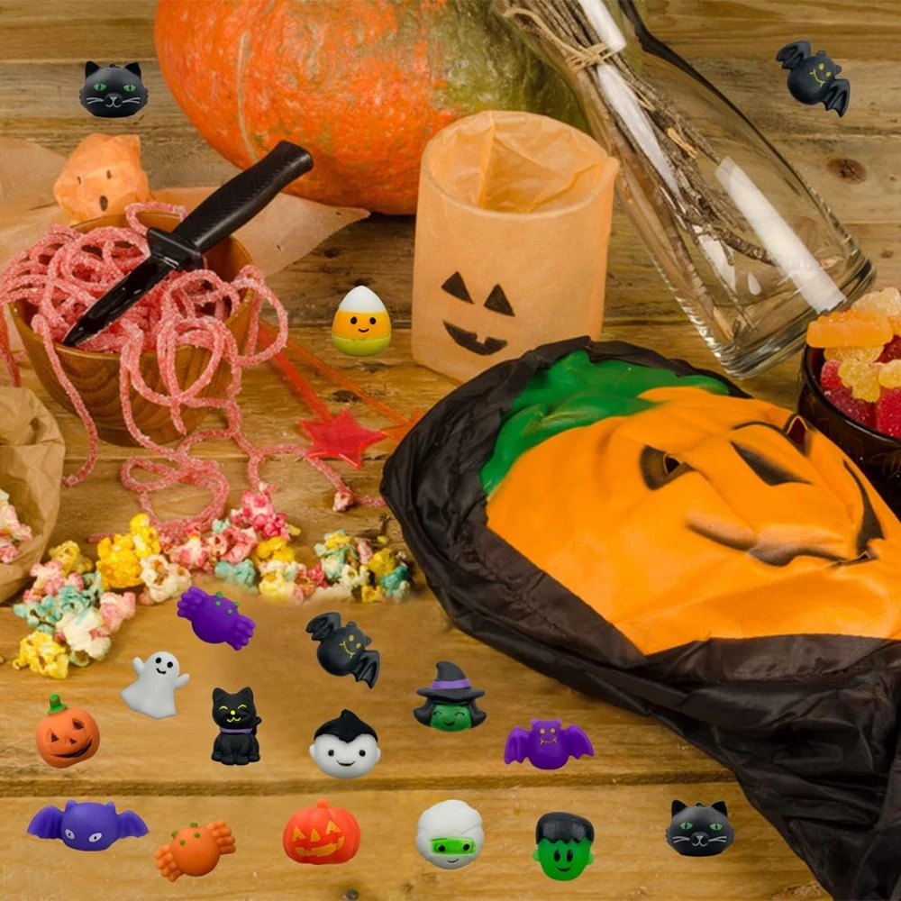 Juguete de Halloween para niños, niñas y niños, gatos fantasmas, calabaza, Mochi, juguetes blandos, alivia el estrés, ansiedad, Squishies, recuerdos de fiesta, 12/36 Uds.