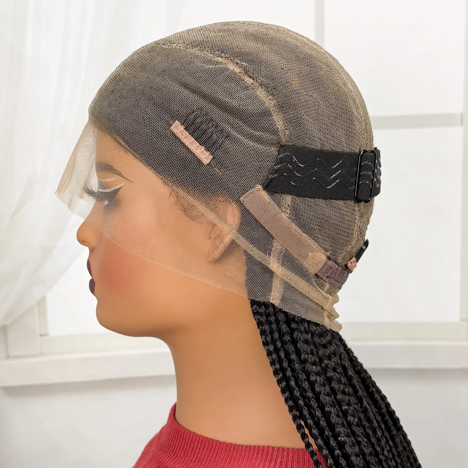 36inch Full Lace Natural Cornrow Braided Wigs Synthetic Braiding Hair Wigs Box Braided Lace Wigs with Baby Hair for Black Women