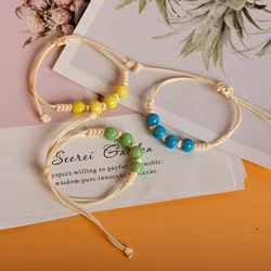 Colorful Handmade Ceramic Bead Bracelet Adjustable Braided Design Simple Lightweight Jewelry for Couples Trendy Accessories