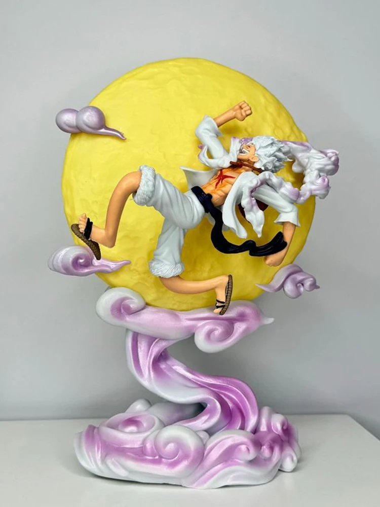 Neue 26 cm One Piece Anime Peripherie Figur Mond Nika Luffy Gear 5 Mit Mond Licht Action Figur Gk Statue Modell Hause Dekorationen
