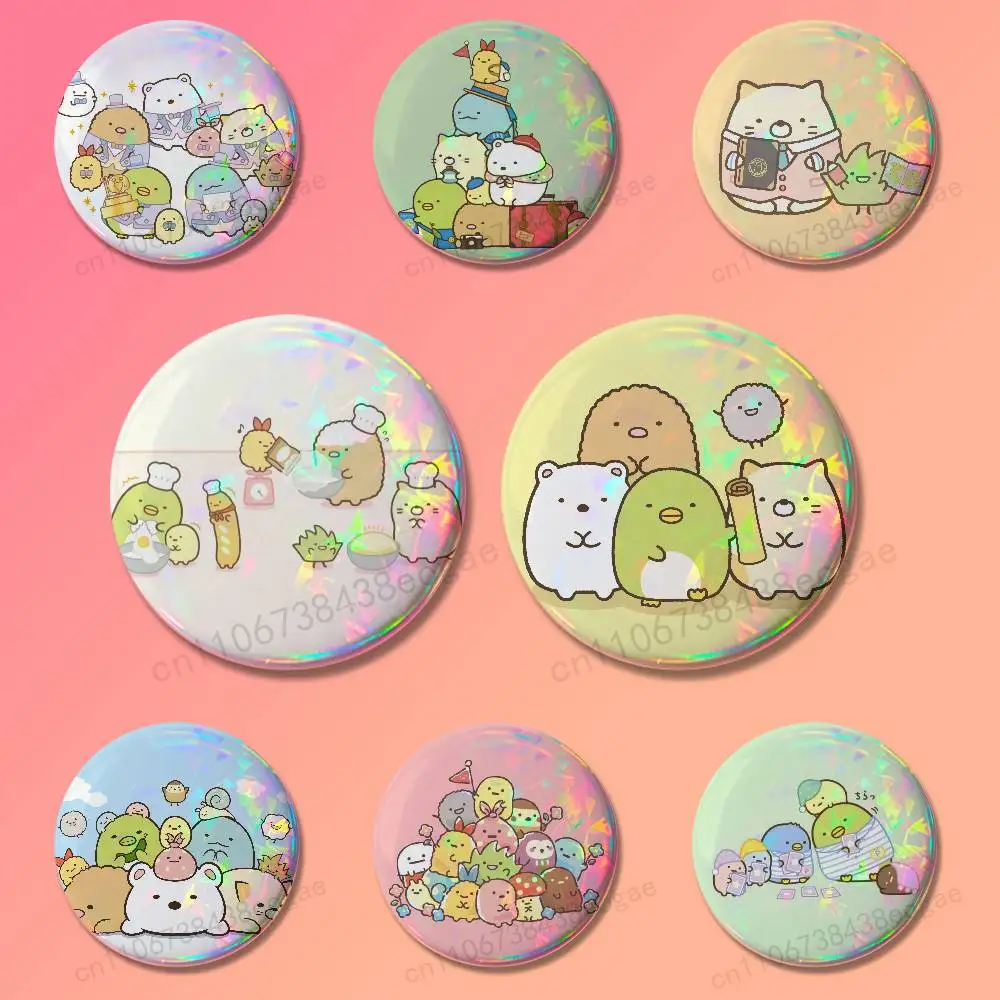 

Cute S-Sumikko G-Gurashi Badges 25 32 44 58 75 mm Round Fashion Jewelry Clothes Bag Hat Accessories Badge Lover Gifts