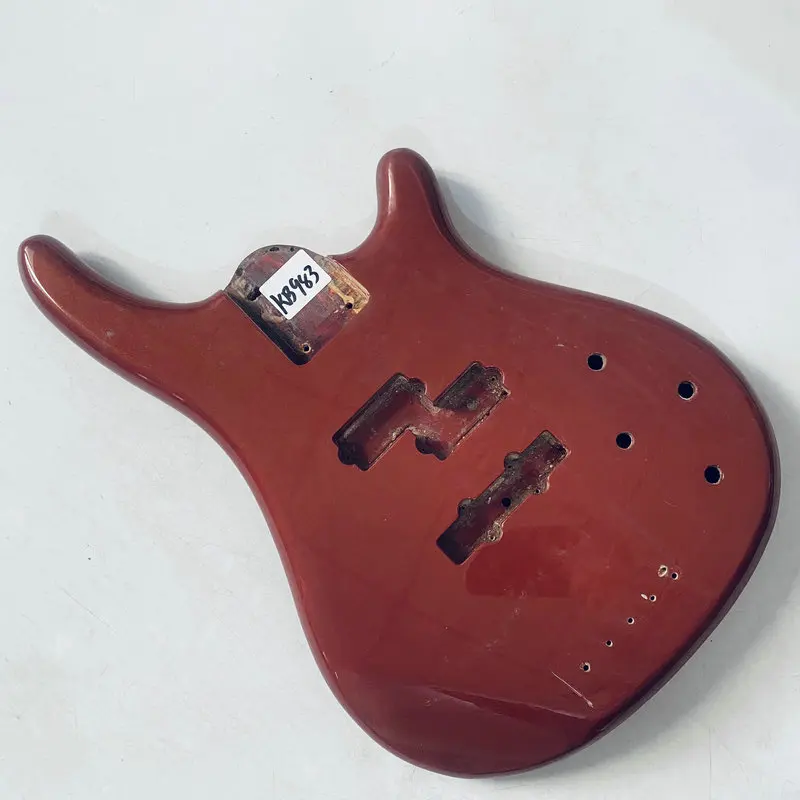 

KB983 Metallic Red Color Custom Bass Body in Solid Wood Replace and DIY Right Hand Surface Damages and Dirty PJB Active Pickups