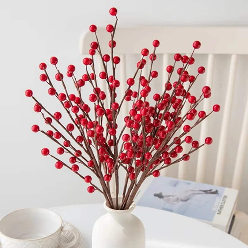 

Artificial Fruits Simulated Plant Holly Little Red Fruit Christmas Home Room Celebration Party Decor Flower DIY Wedding Ornament