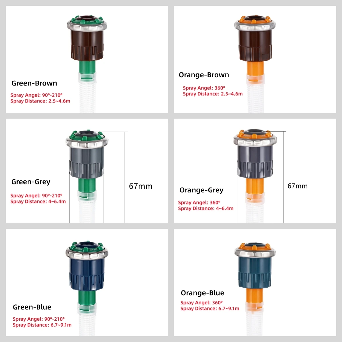 Adjustable 360 Degree Sprinkler Head In-ground Rotary Telescopic Water Nozzle Range 1.5-11.0m Rotating Ray Scattering Nozzle 1Pc