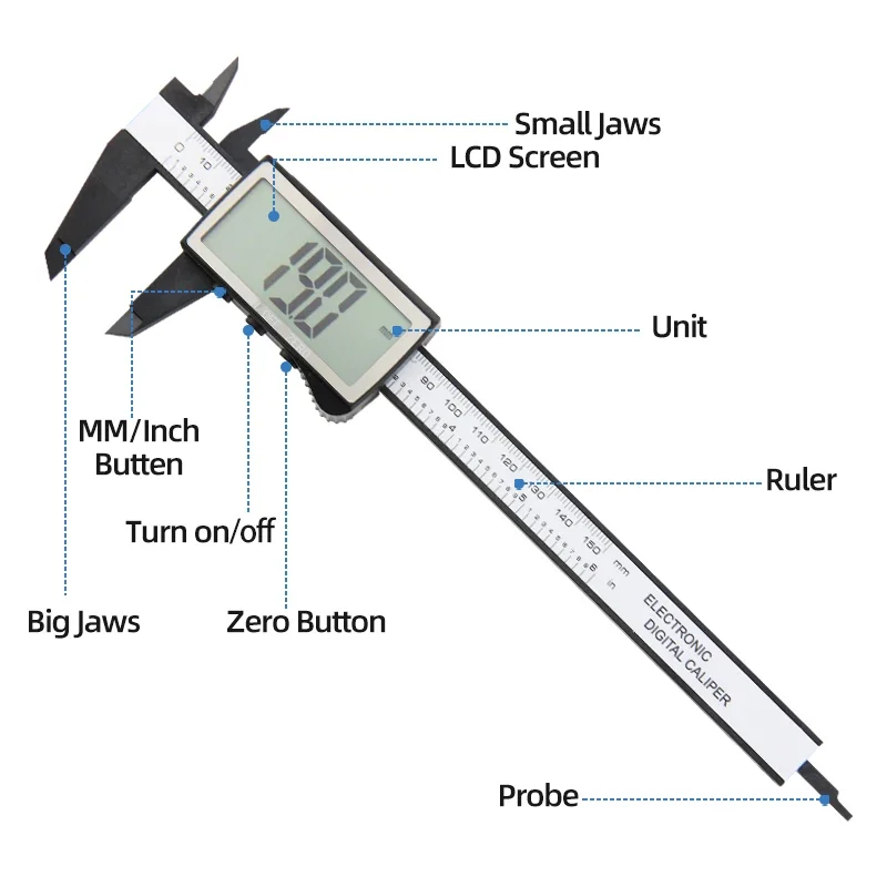 Pachymeter فرجار رقمي البلاستيك الورنية الفرجار أدوات النجارة قياس سمك أدوات قياس عيار حاكم الإلكترونية