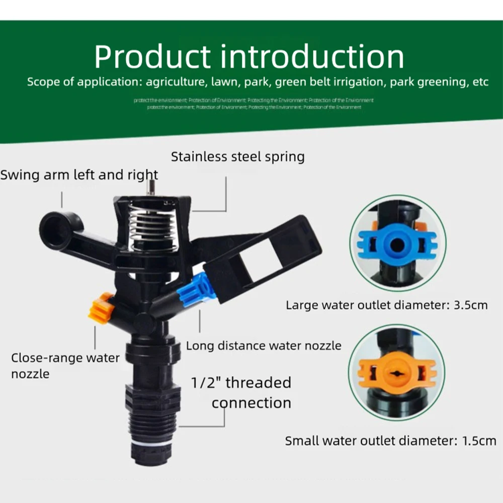 ZK 2pcs Automatic Rotary Spray Nozzle Rocker Sprinkler Garden Sprinkler Agriculture Lawn Watering Spray Nozzle Irrigation System