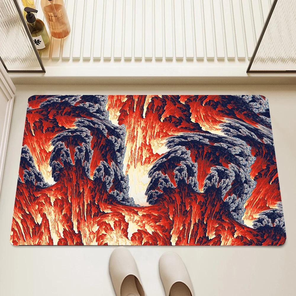 Volcano Lava Magma Floor Mat Graphic Printed Flannel Doormats For Bathroom Kitchen Entrance Carpet Home Decor