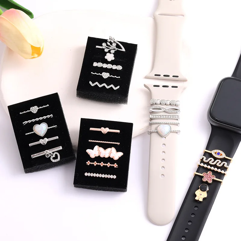 Decoration Ring For Apple watch band series 10 8 7 6 5 se 9 Diamond Jewelry Charms Cuff for Samsung/Huawei 20mm 22mm watch strap