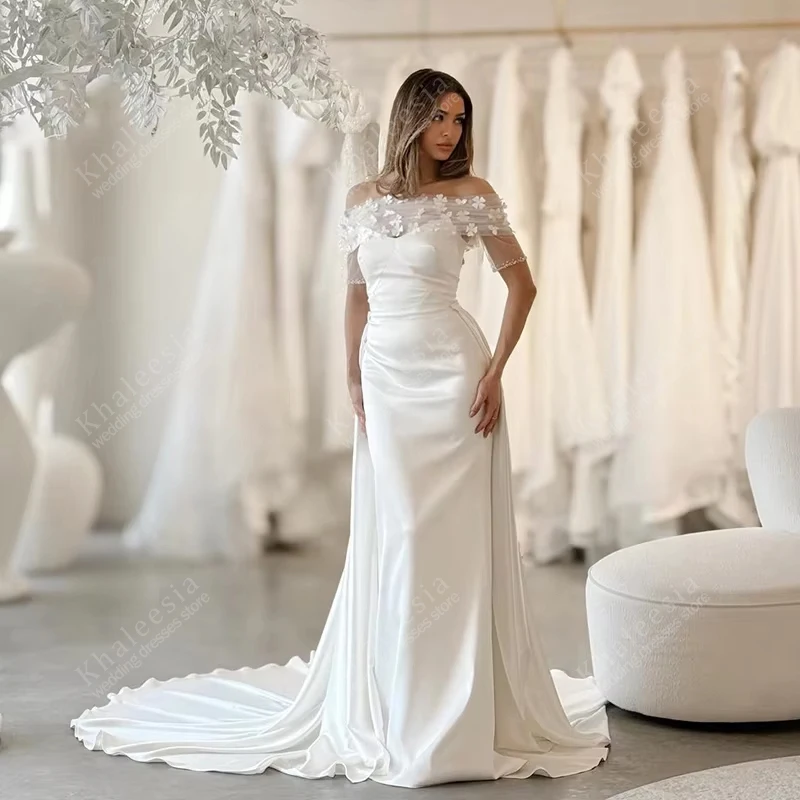 Simple Wedding Dresses Satin Bridal Gowns Off The Shoulder Robes For Formal Party Elegant 2026 Vestidos De Novia Customized 2025