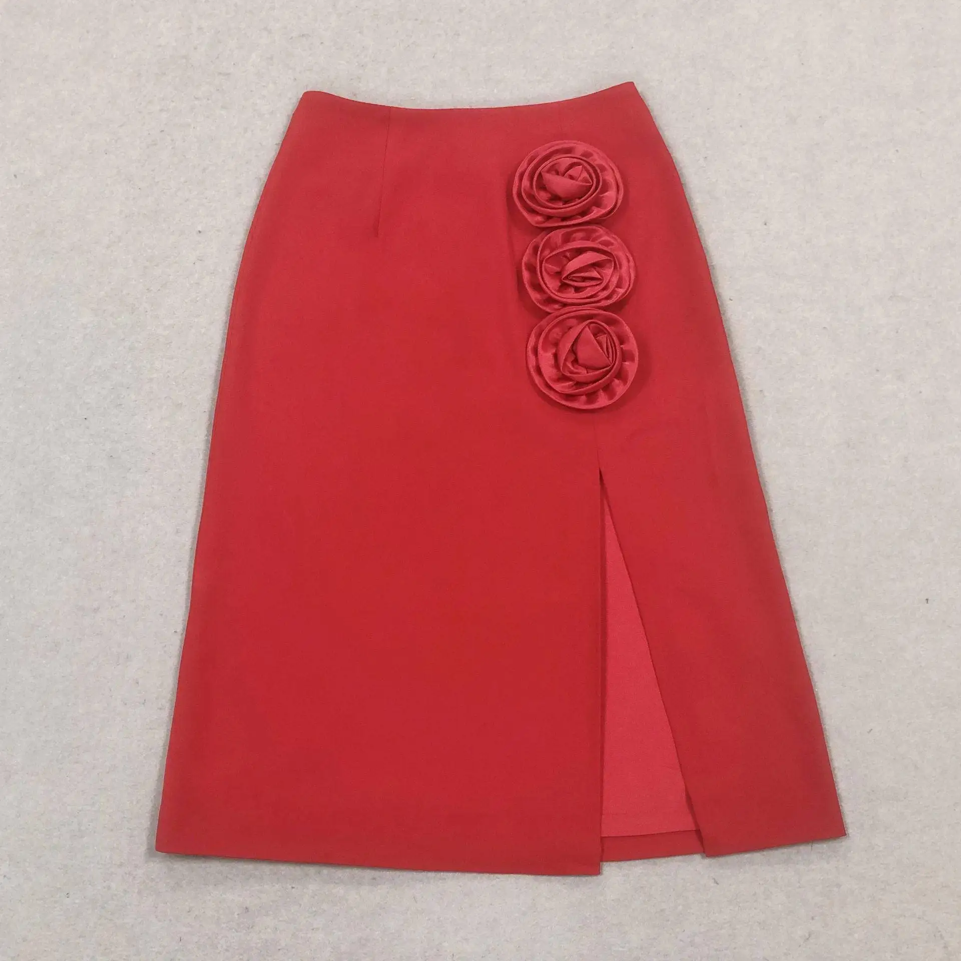 

2025 Spring New Style Women's Skirt Floral Embroidery Asymmetrical Hemline Midi Dress Hollow out Design Classic Style