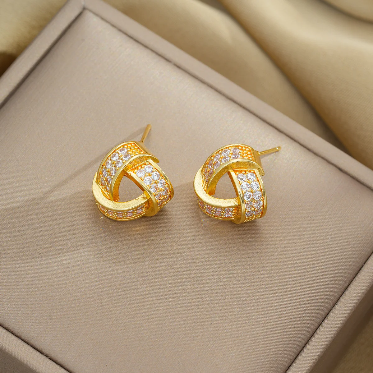 316L الفولاذ المقاوم للصدأ هندسية الزركون مجموعة قلادة قلادة طقم من الحلقان للنساء الاتجاه الجديد مجوهرات هدية #3