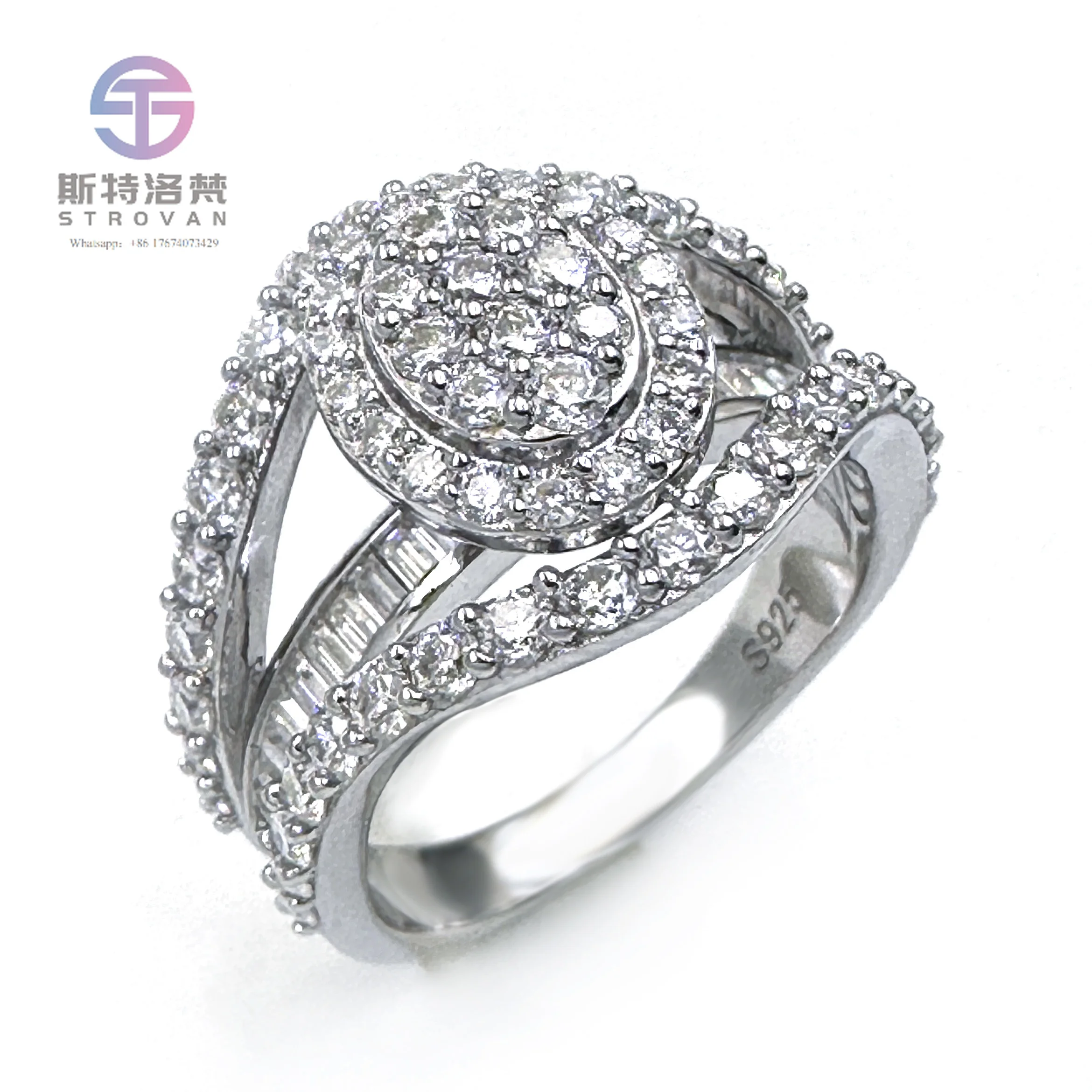 

Fine Jewelry Ring 925 Sterling Silver Engagement Round Moissanite Luxury Ring Wedding Women Engagement Finger Ring