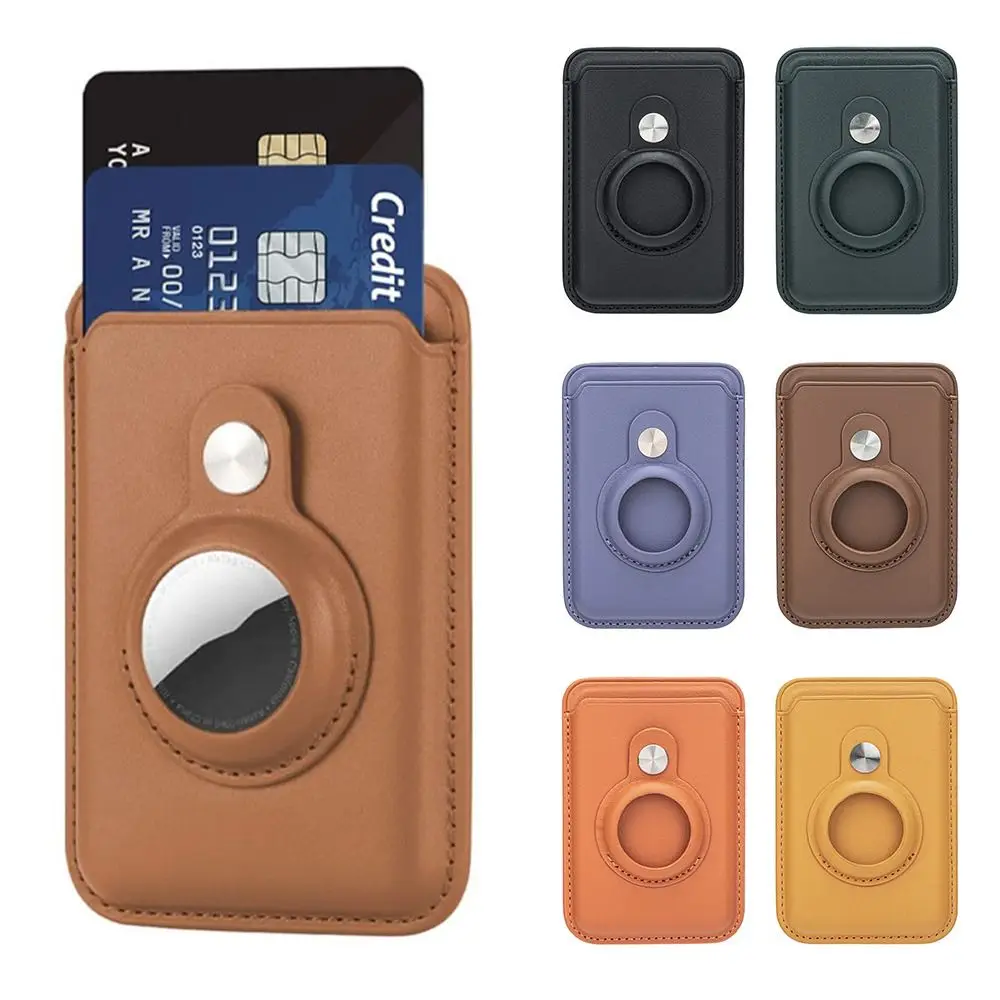 Anti-verloren RFID-blokkerende magnetische kaarthouder Anti-diefstal lederen portemonnee Stand Veiligheid Telefoonkaarttas voor Airtag-houder