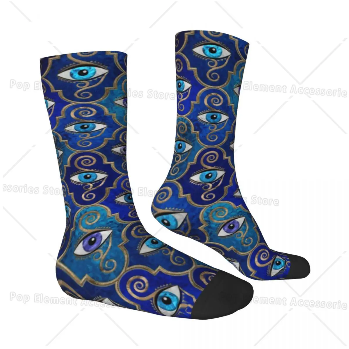 Evil Eye Charm Socks Greek Amulet Print Modern Stockings Autumn Non Skid Women Men Socks Warm Soft Pattern Outdoor Sports Socks