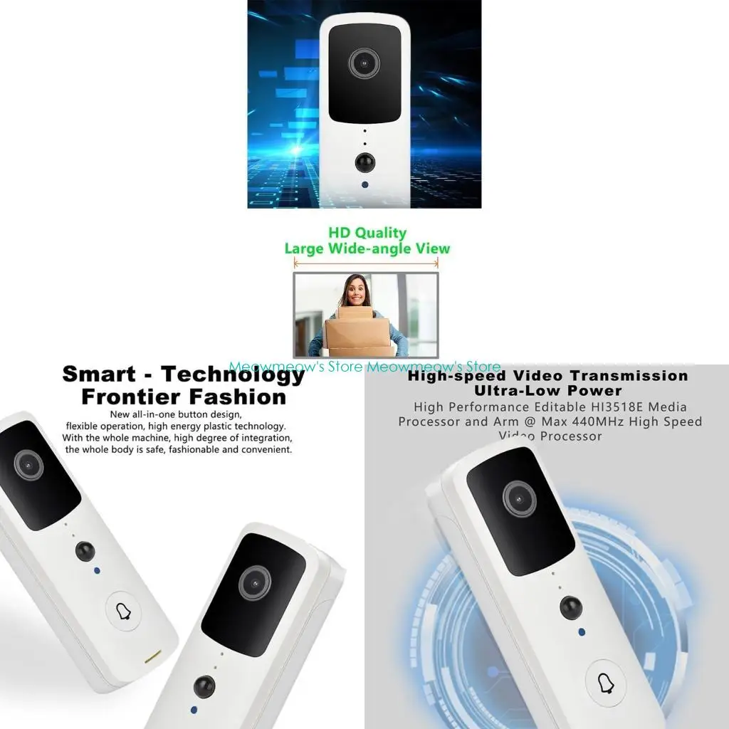 

W91A Video Wireless WiFi Doorbell for Smart Door Ring Intercom 1080P Camera Secu