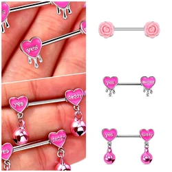 Stainless steel heart-shaped letter bell, milk ring, fashionable and sexy puncture and perforation jewelry